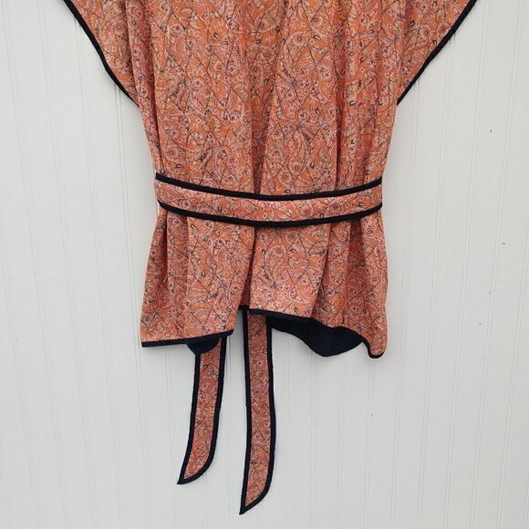 J Jill Belted Quilted Ruana Size XL-3X NWT Orange Paisley Belted Jacket Kimono - Picture 16 of 16